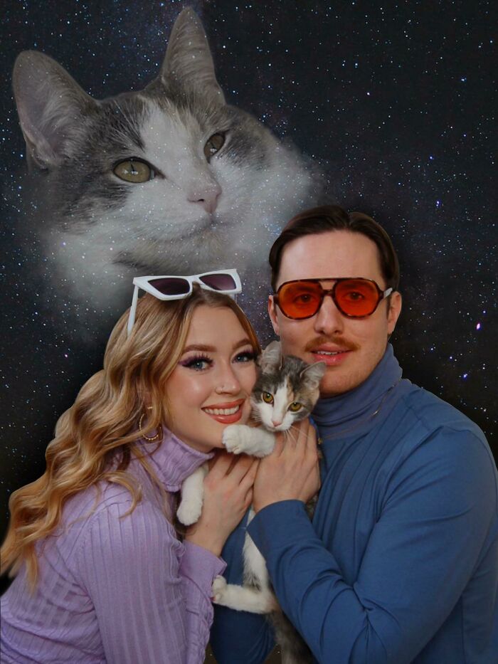 My Partner And I Did A Photoshoot With Our Cat For Valentine’s Day. I Love How It Turned Out