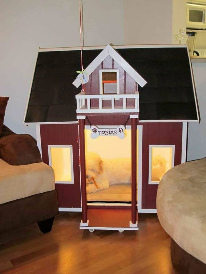 I Am Not A Carpenter, But I Managed To Build This Indoor House For My Little Dog! And Now It's Christmas Ready And Decorated!