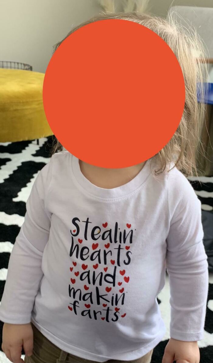 I Found This Picture In My Camera Roll Of A Shirt My Mom Made For My 1-Year-Old For Valentine's Day