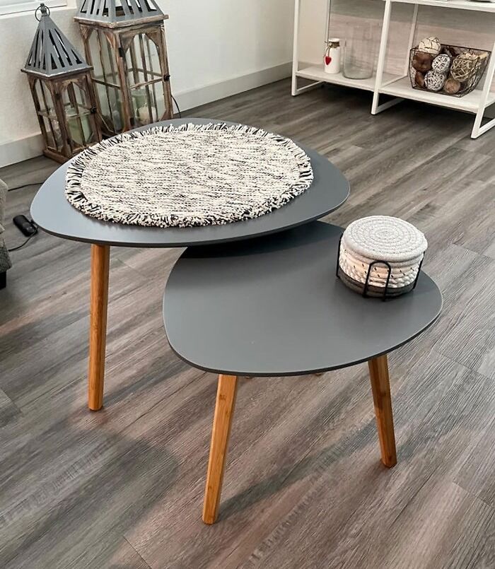 Snag This Sleek, Space-Saving Bamboo Nesting Triangle End Table Set - They Practically Steal Zero Space While Earning You Major Style Points!