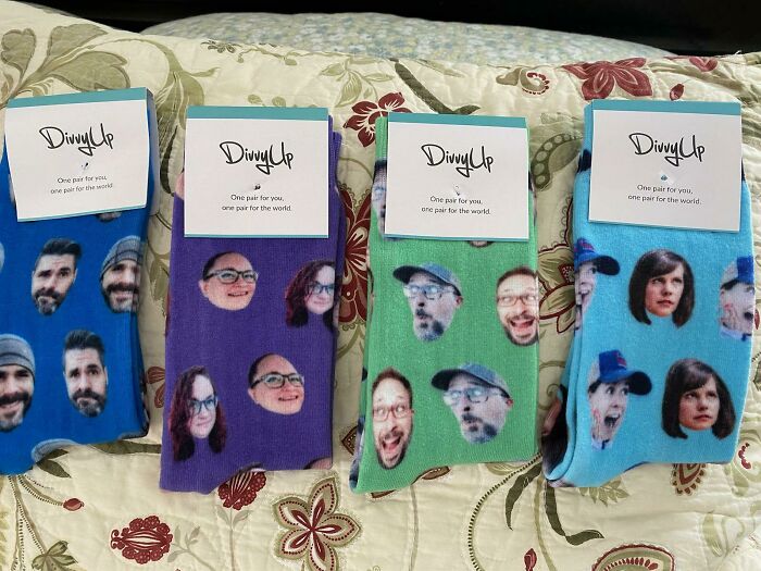 My Wife Got My Father-In-Law Socks For Christmas With Our Faces On Them