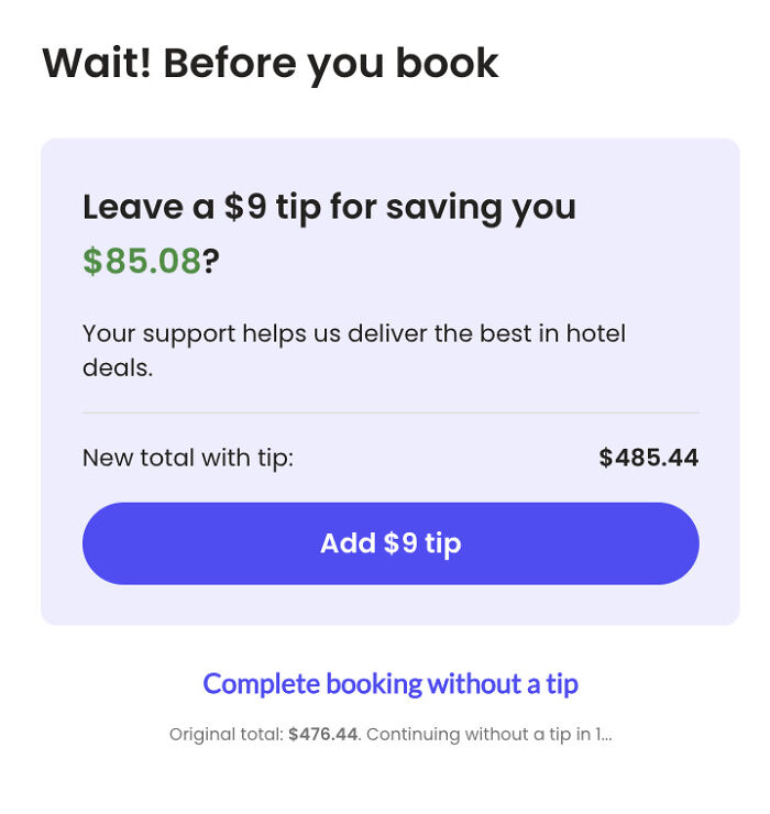 No, I'm Not Tipping A Hotel Booking Website