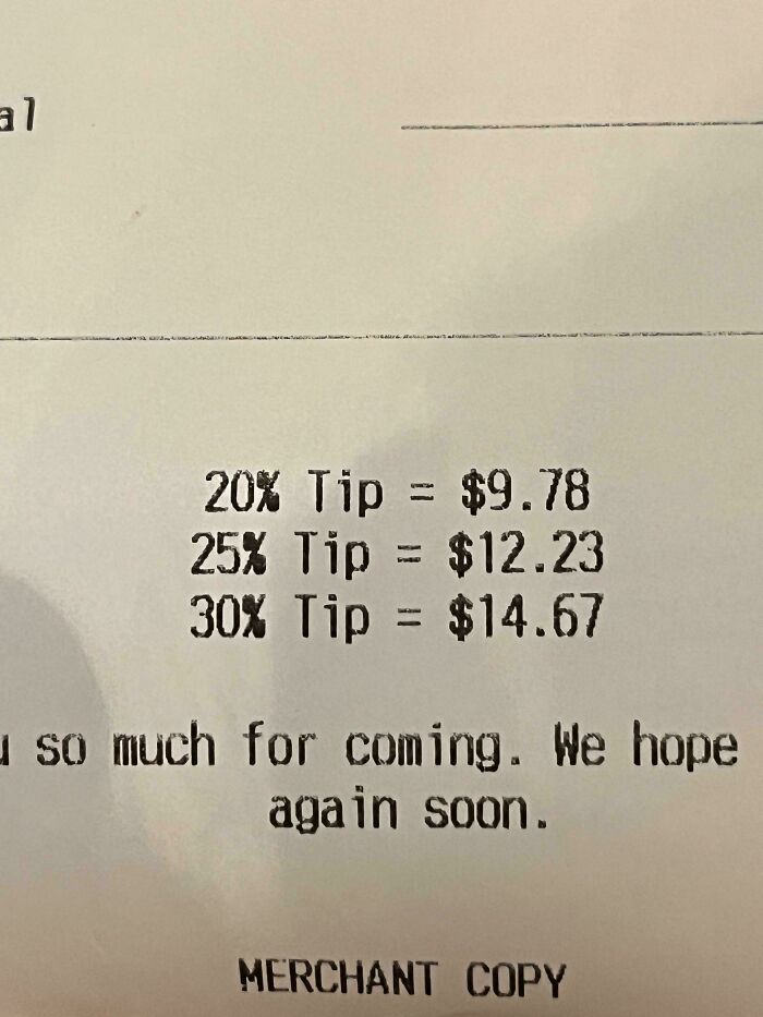 30% Tip. Absolutely Absurd