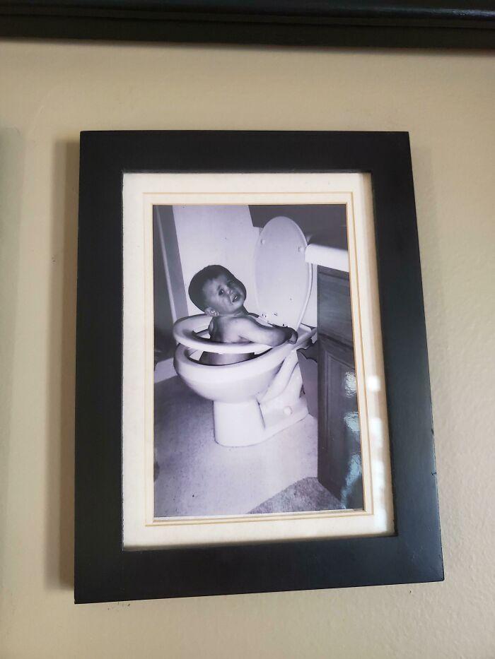 Back When My Little Brother Got Stuck In The Toilet. Still Hanging On The Wall
