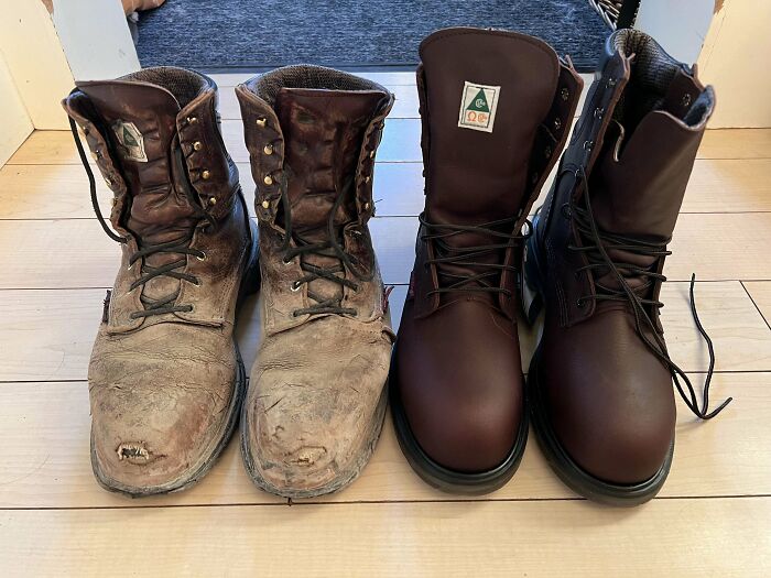 Brand New Work Boots And The 6-Year-Old Boots They’re Replacing