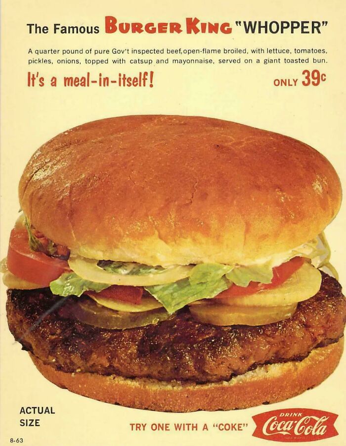 The Original Burger King Whopper In 1963