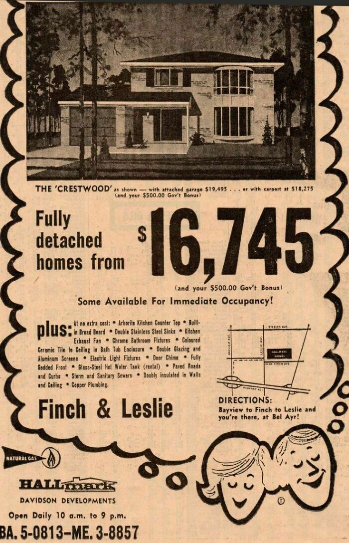 Vintage New Home Advertisement, Toronto With $500 Bonus!