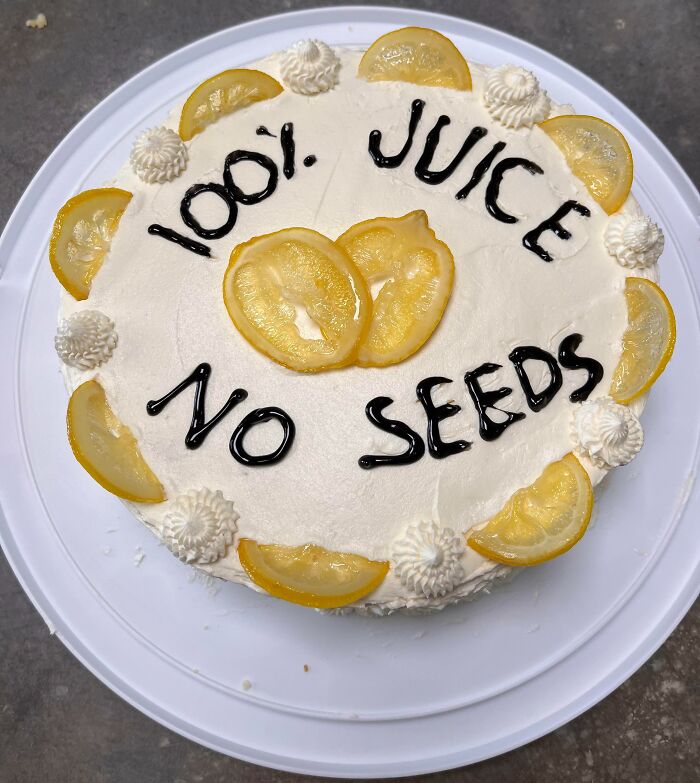 I Made My Husband A Vasectomy Cake. It’s A Lemon Cake With Swiss Meringue Buttercream