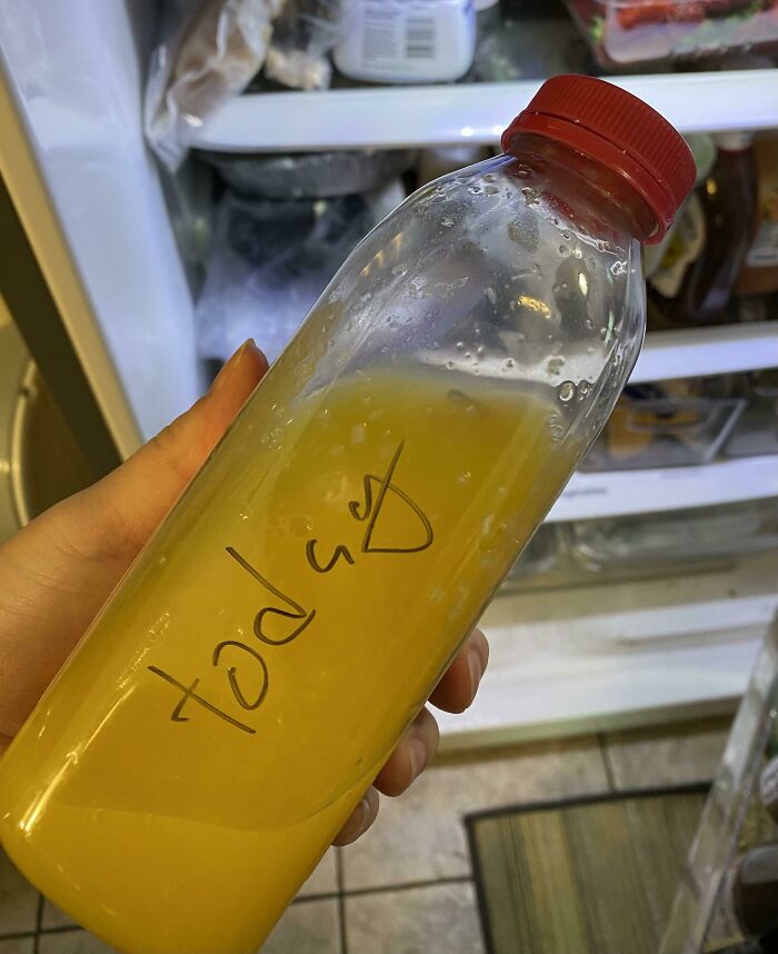 How My Husband Wrote The Date That He Opened This Orange Juice