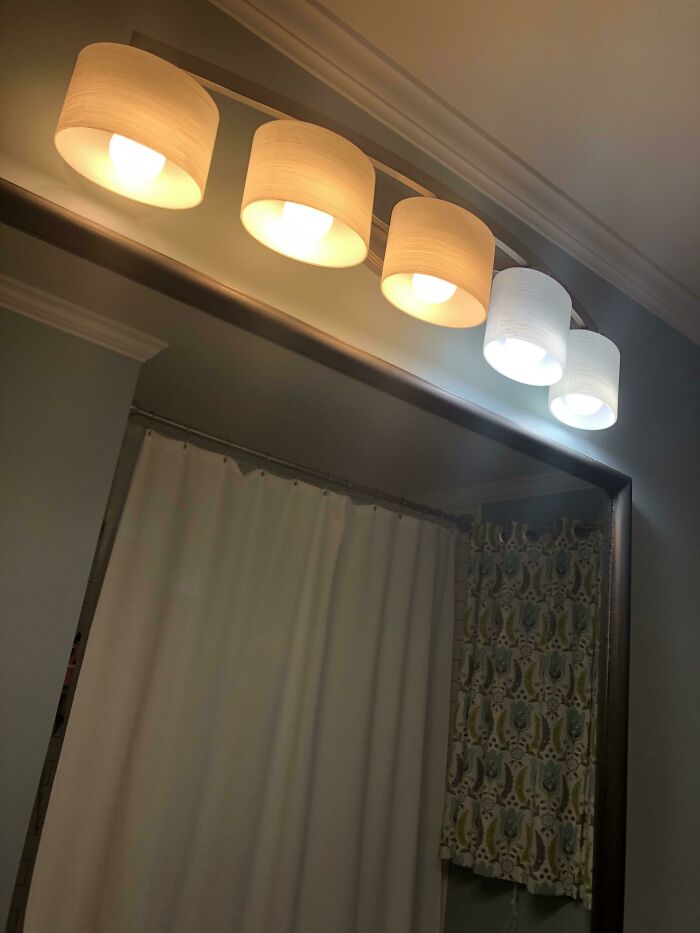 Husband Changed The Bathroom Light Bulbs... I Am Annoyed