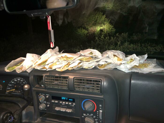 We Ordered 12 Tacos At Jack In The Box At 2 AM, And The Drive-Through Person Must Have Accidentally Put In 12 Twice Because We Were Asked Again How Many We Got At The Window