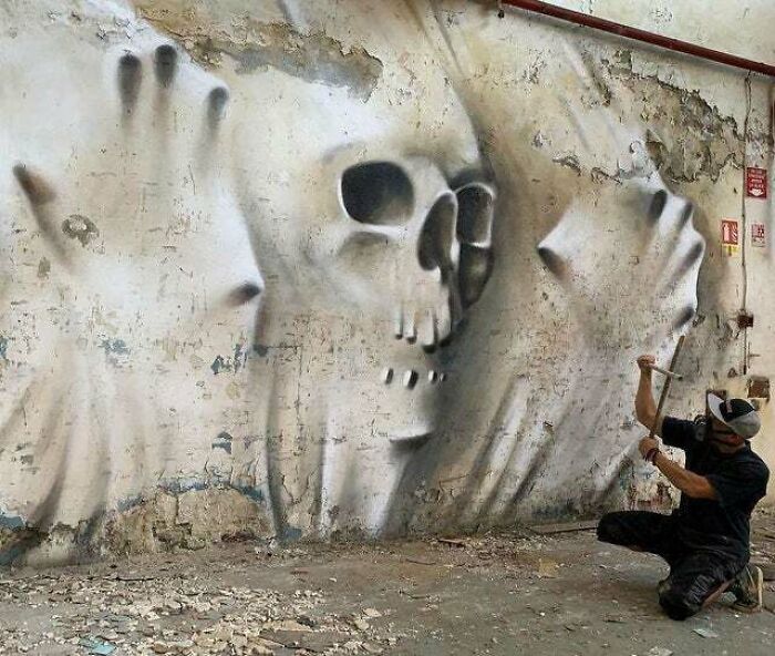 This Skeleton Graffiti Is Stunning