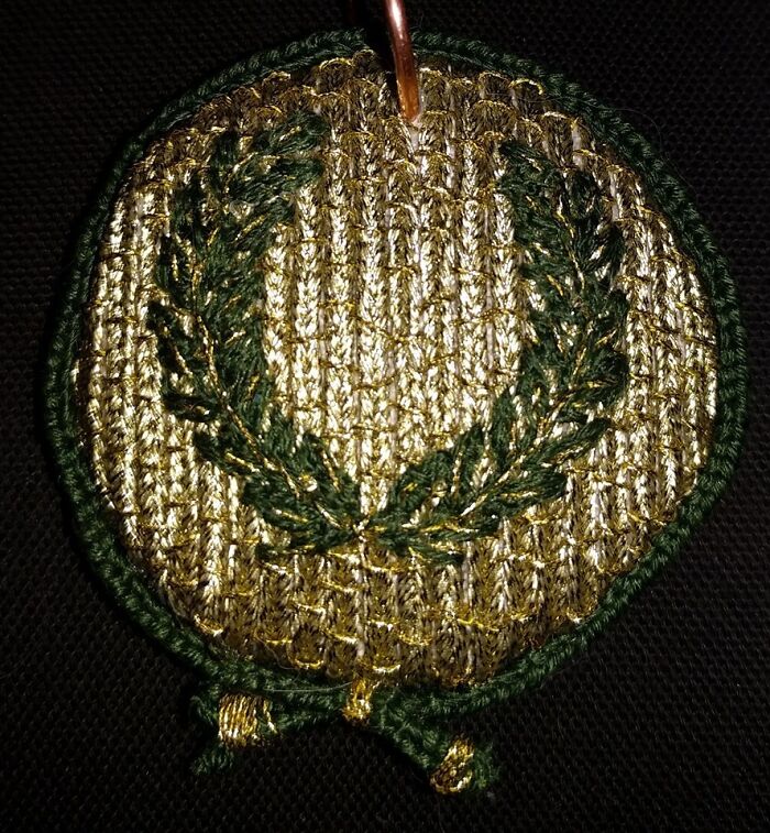 An Embroideried Medallion My Wife Made For Me. It's A Rank In A Club We Are In