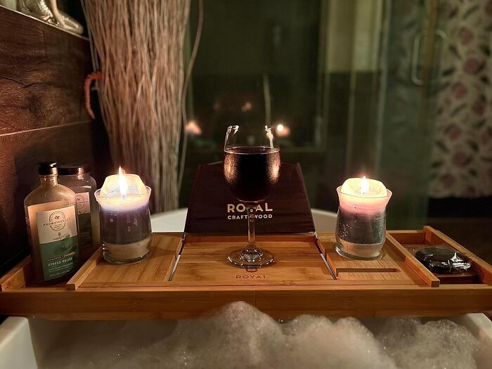 Turn The Tub Into A Love Nest Where No Wine Glass Or Romance Novel Ever Fears The Splash, All Thanks To The Bamboo Bathtub Tray Caddy 
