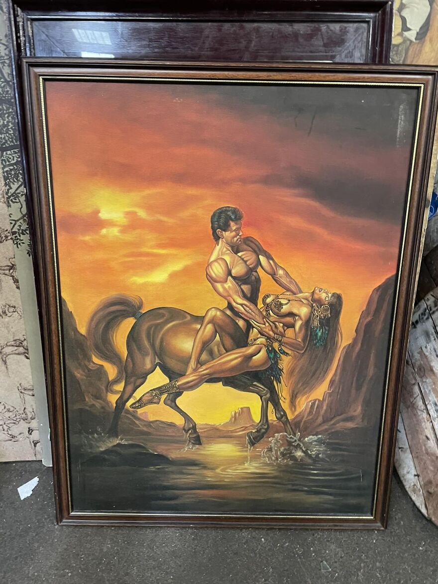 That’s It! I Am Done Thrifting For 2023! Because I Have Now Acquired The Very Zenith Of Good Quality Interior Decorating And Can Only Be Downhill From Here On Out. It Is An Original Oil Painting, And It Is Huge. (I Did Not Have A Banana Handy Unfortunately) Paid Five Bucks…