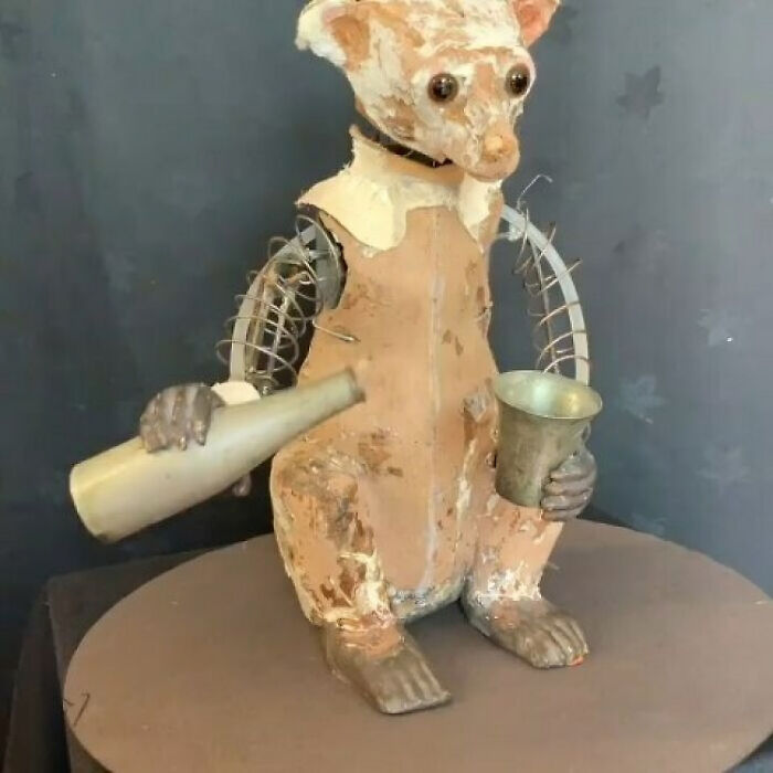 An Antique Bear Automaton Whose Fur Was Destroyed By An Infestation Of Moths