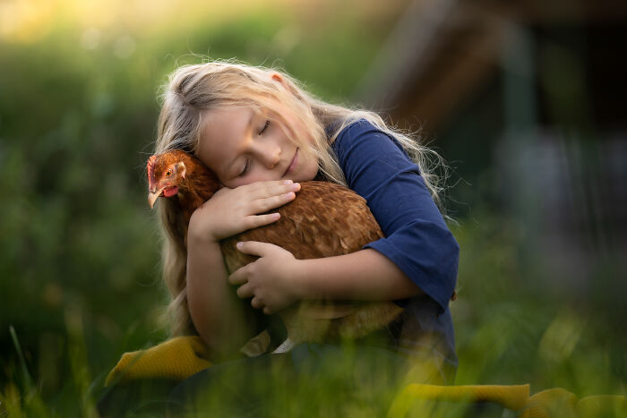 A Girl And A Chicken