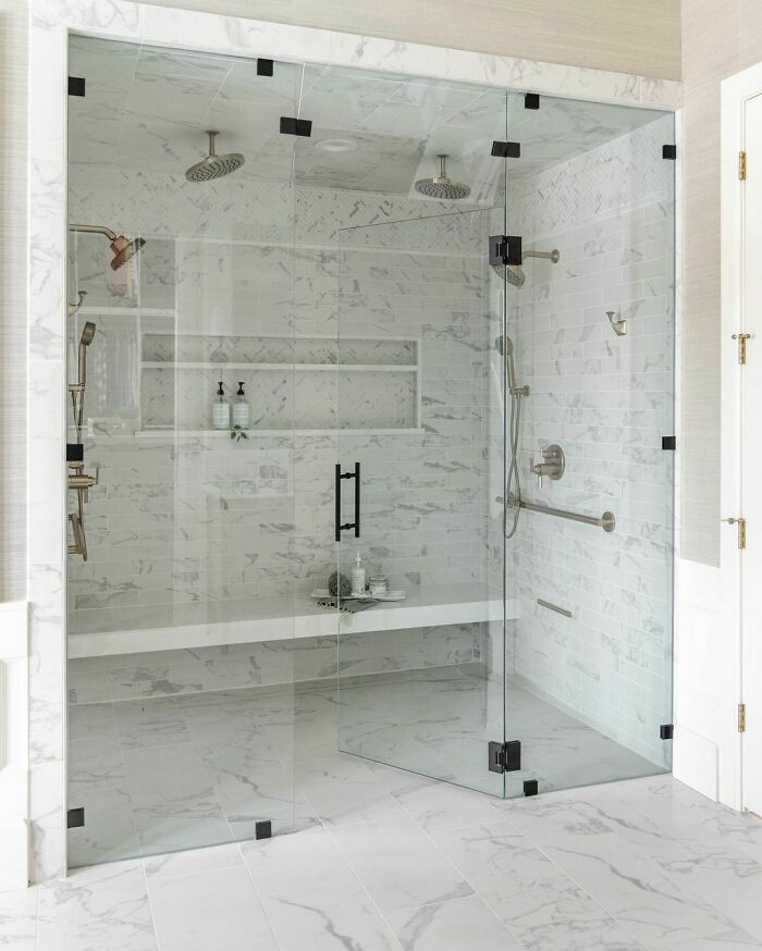 Spacious and bright walk-in shower 