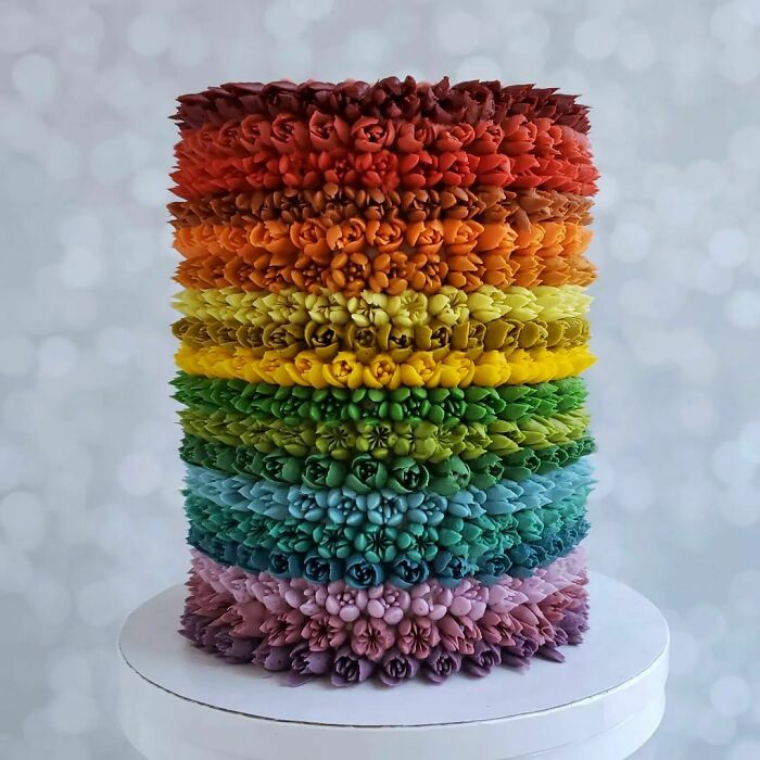 This Was Actually A Cake From Thanksgiving, But It Gives Me All The Vintage Christmas Feels With These Warm Rainbow Colors