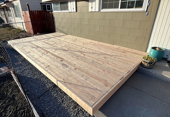 Ground of floating deck.