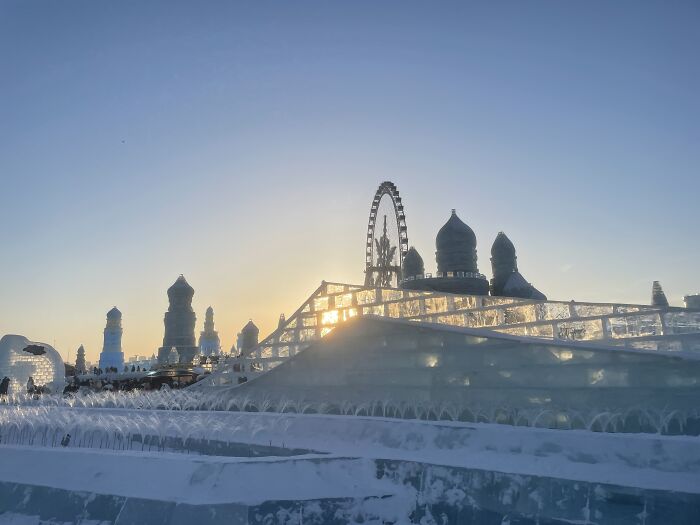 Sunset On The Final Day Of The Year, Harbin Ice Festival, China