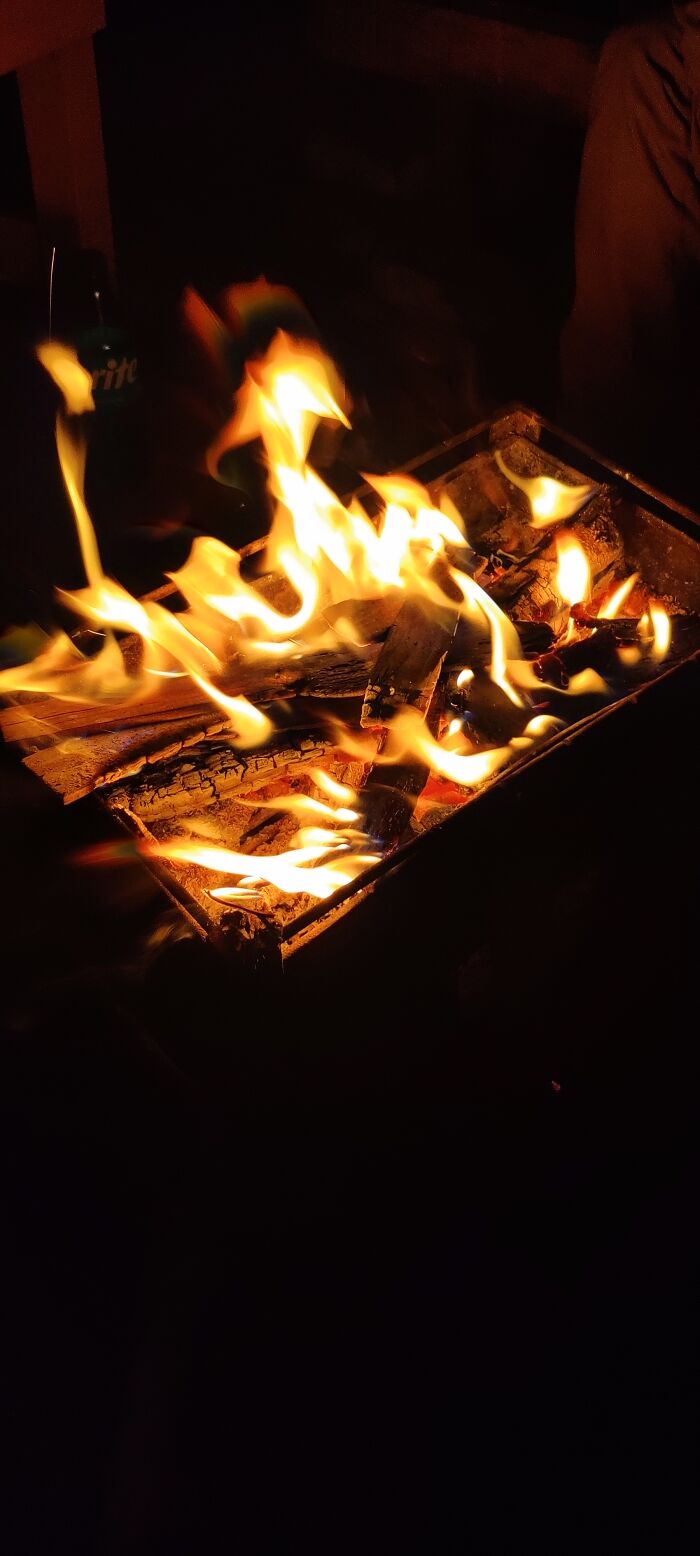 Bonfire On Cold Winter Night