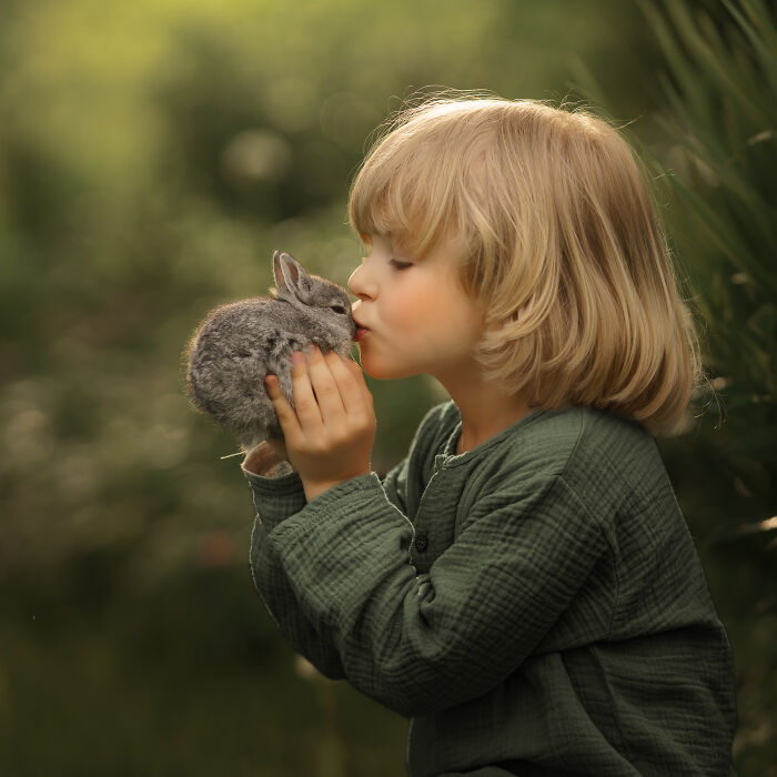 A Boy Meeting A Baby Bunny