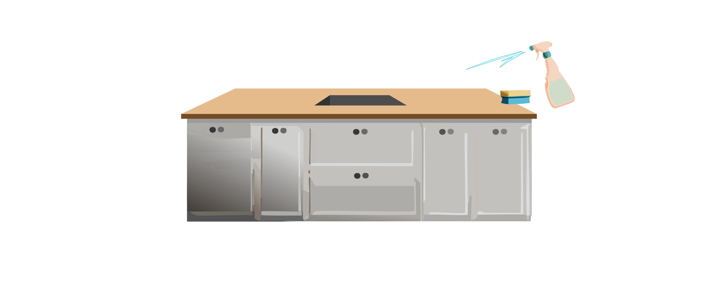 Resurface laminate countertop Step 1. Clean the Countertop