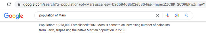 Population Of Mars: 1,923,000