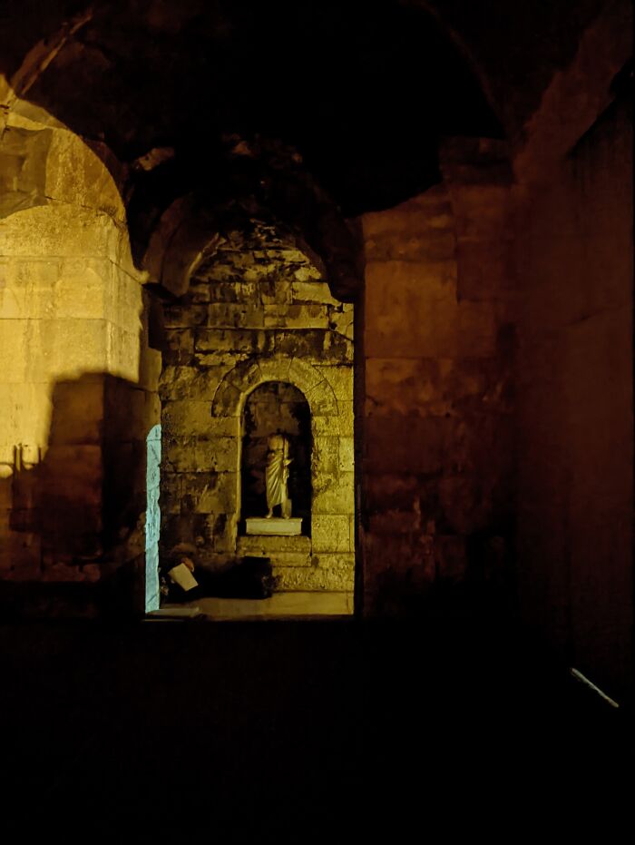 I Took The Photo Of An Ancient Greek Temple In Total Darkness And To My Surprise There Was A Statue Inside