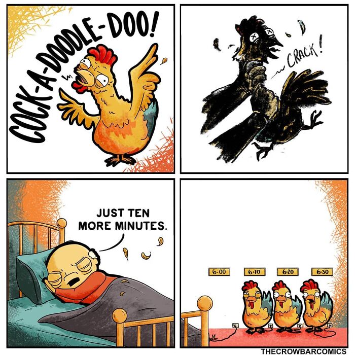 A Comic About A Rooster Alarm By The Crowbar Comics