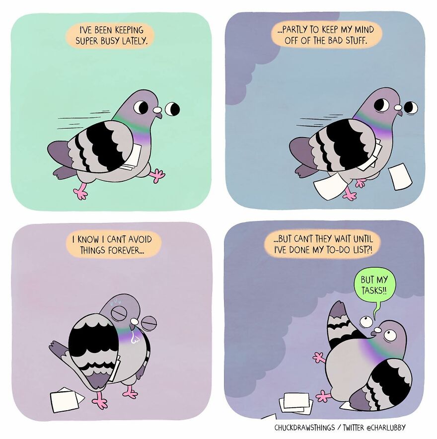 This Artist Creates Comics About Mental Illness Using Pigeons (New Pics)