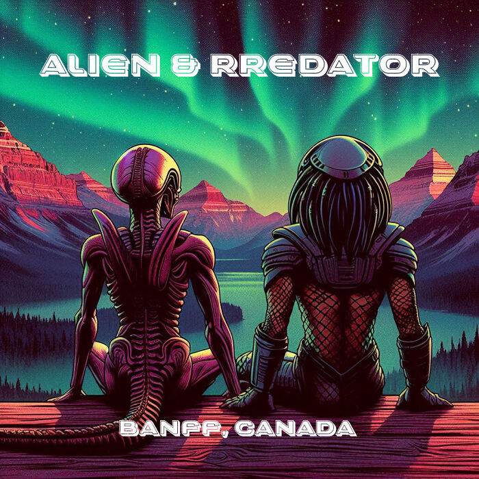 Alien & Predator Awed By Northern Lights In Banff