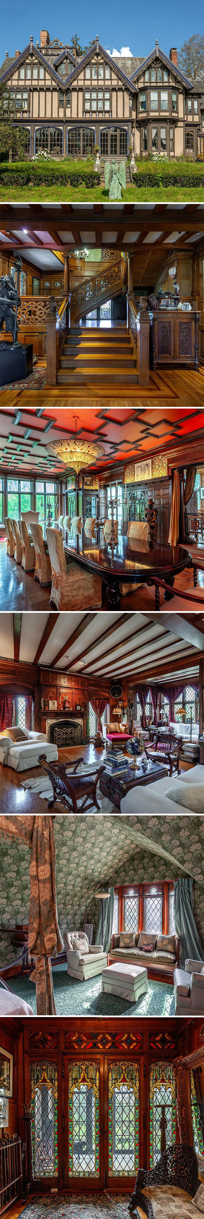 Here’s An 1860 43-Room Elizabethan Style Manor In Pawling, NY On 25.5 Acres That Per The Listing Comes With “Two Caretaker Homes, A Carriage House With Groom's Quarters, A Yoga Studio, A 12,000 Sq. Ft. Stable, Greenhouse And More” $6,500,000
