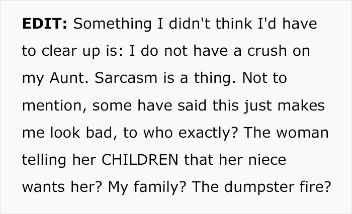 Aunt Convinces Everyone Her Niece Is Crushing On Her, Regrets It When She Retaliates