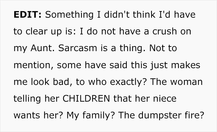 Aunt Convinces Everyone Her Niece Is Crushing On Her, Regrets It When She Retaliates Aunt Convinces Everyone Her Niece Is Crushing On Her, Regrets It When She Retaliates