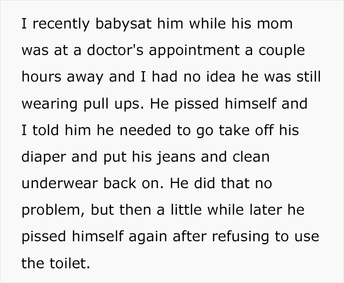 Aunt Refuses To Babysit Her Nephew Until He’s Potty Trained, Gets Accused Of “Parent-Shaming”