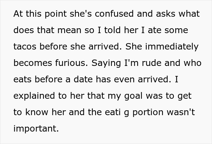 Guy Doesn't Understand Why Date Got Upset He Ate Without Her, The Internet Doesn’t Hold Back