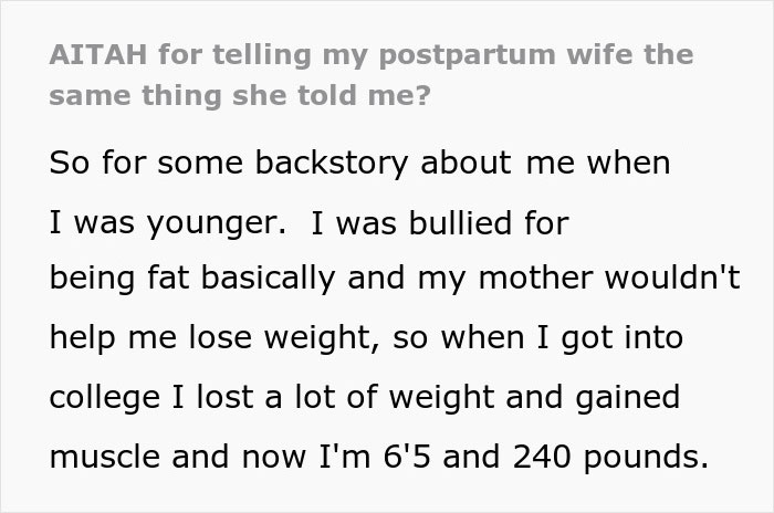 Husband Calls His Postpartum Wife Fat Because She Keeps Bullying Him About His Weight