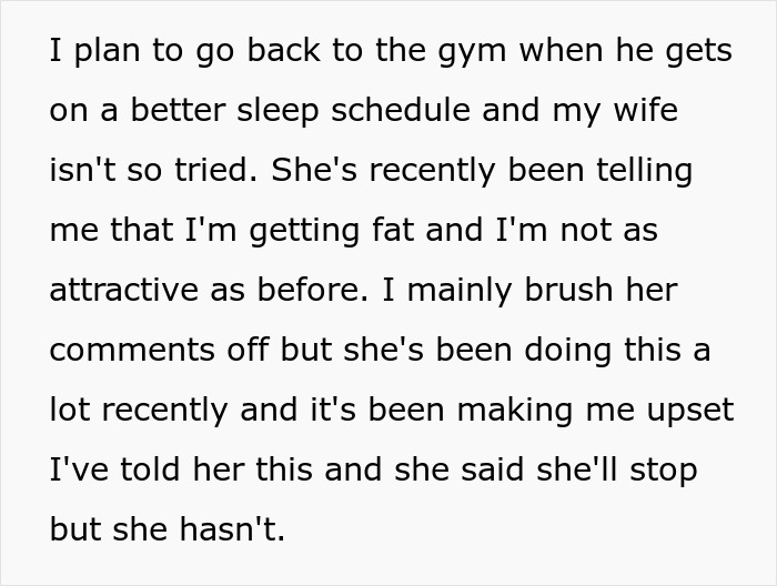 Husband Calls His Postpartum Wife Fat Because She Keeps Bullying Him About His Weight