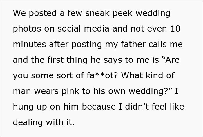 Bride And Groom Wear Lilac And Pink, Groom’s Family Decides That This Is An Issue