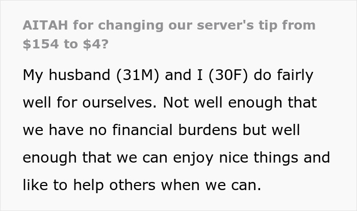 “Am I The Jerk For Changing Our Server’s Tip From $154 To $4?”