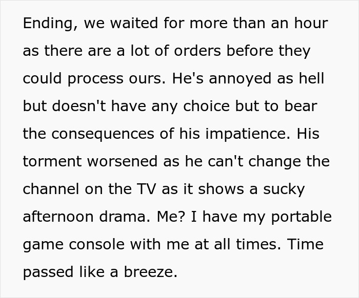 Dad Refuses To Wait 30 Seconds For Son To Confirm An Order, Has To Wait For More Than Hour After