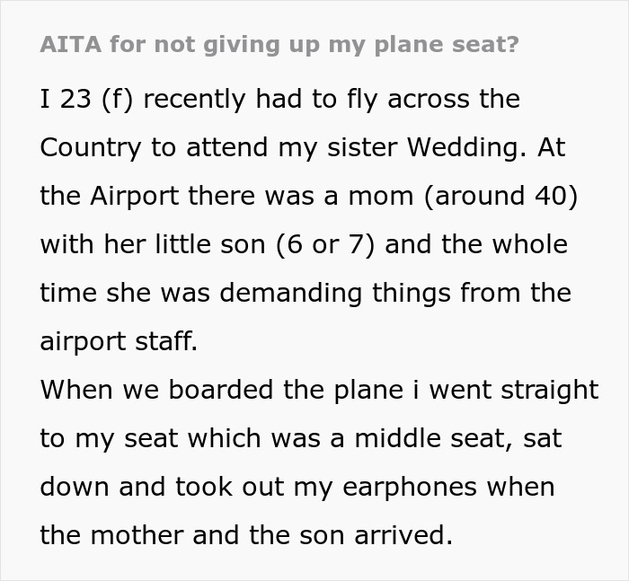 Plane Passenger Finds Her Seat Occupied By Mom With A Kid After Coming Back From The Bathroom