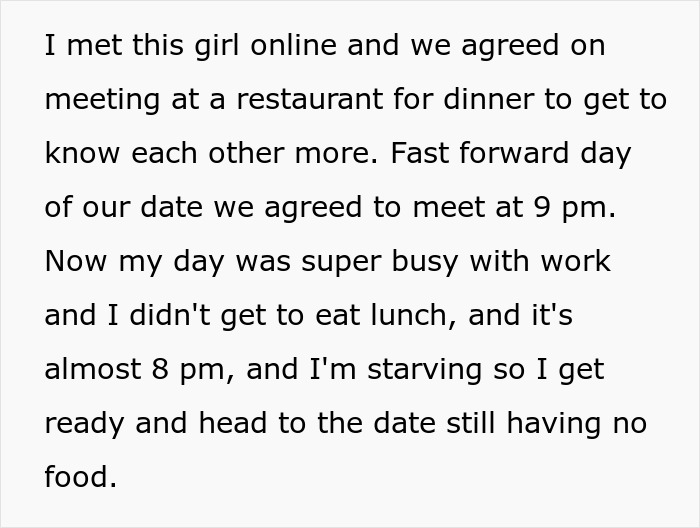 Guy Doesn't Understand Why Date Got Upset He Ate Without Her, The Internet Doesn’t Hold Back