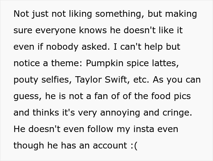 Man Requests A Free Meal, Which His GF Accepted Due To Her Hobby He Continually Made Fun Of Man Requests A Free Meal, Which His GF Accepted Due To Her Hobby He Continually Made Fun Of