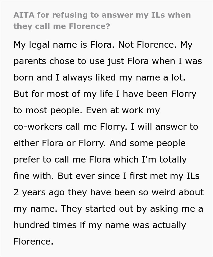 Woman Is Fed Up With Her Husband’s Parents Calling Her A Made-Up Name, Starts To Ignore Them