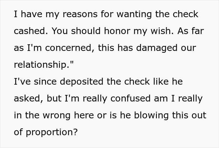 “His Anger Was Out Of Line”: Dad Wants Daughter To Deposit Christmas Check, Loses It As She Doesn’t “His Anger Was Out Of Line”: Dad Wants Daughter To Deposit Christmas Check, Loses It As She Doesn’t