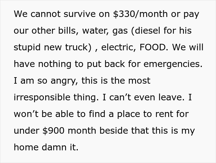 “I Am So Angry”: Woman Realizes She Can’t Even Afford A Divorce After Husband’s Secret Purchase