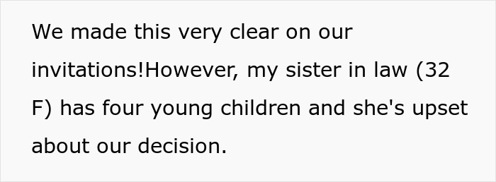Bride Refuses To Make An Exception For SIL’s 4 Kids At Her Child-Free Wedding, Drama Ensues Bride Refuses To Make An Exception For SIL’s 4 Kids At Her Child-Free Wedding, Drama Ensues